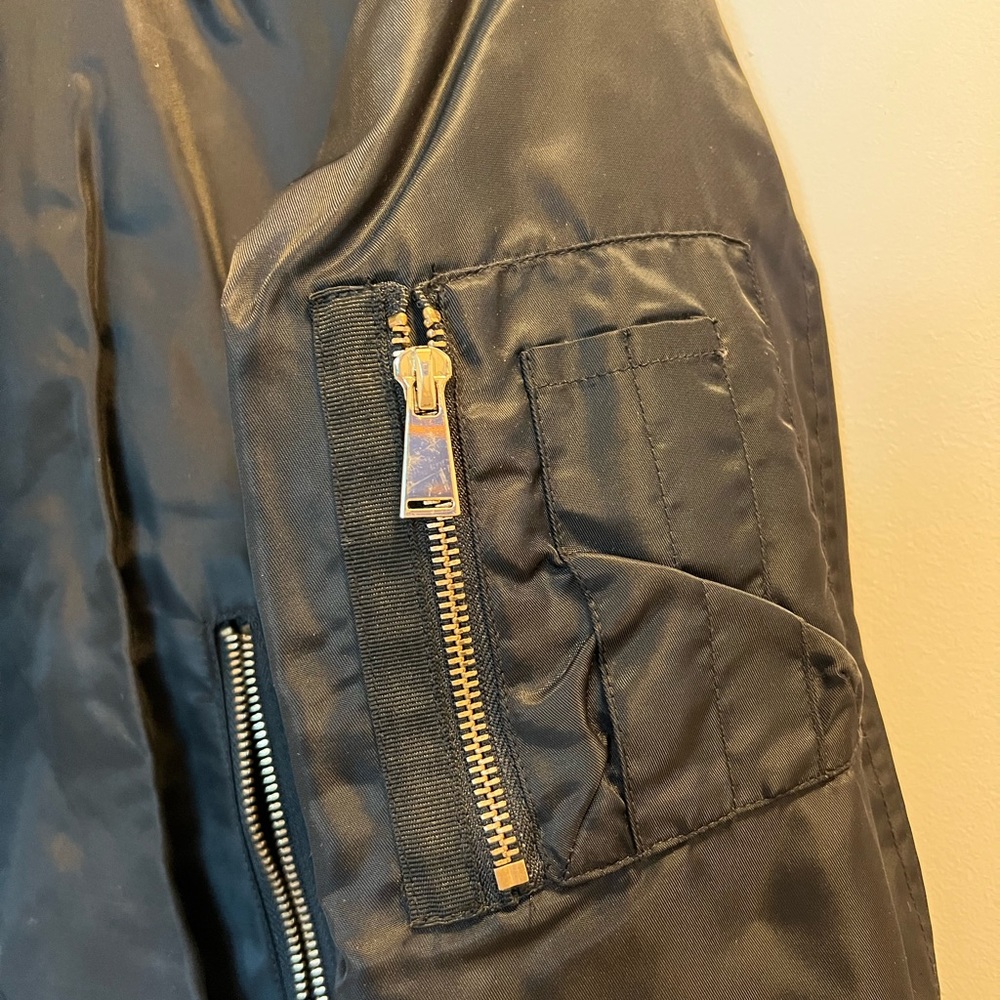 Zara Basic Bomber Jacket, Size Small, Black - image 4
